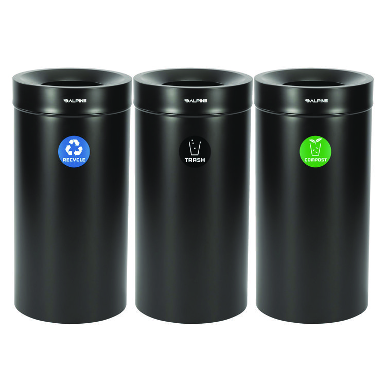 ALPINE INDUSTRIES 27 Gallon Black Stainless Steel Compost Bin, Recycling Can and Trash Receptacle (ALH47527BLKRTCO)