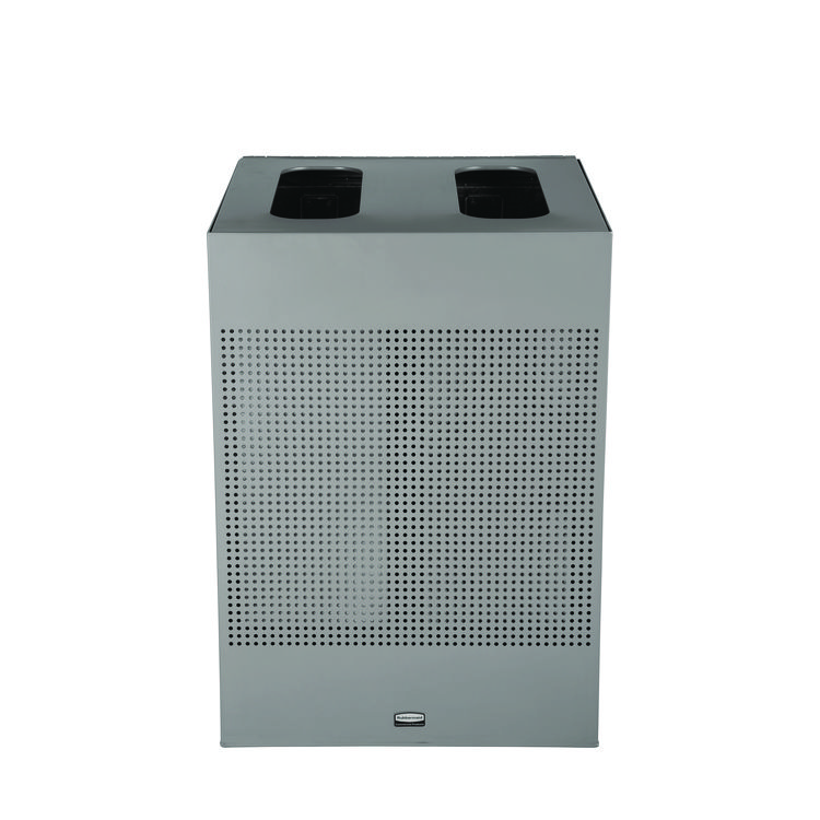 Rubbermaid Commercial Designer Line Silhouettes Waste Receptacle, 34 gal, Steel, Silver Metallic (RCP2182675)