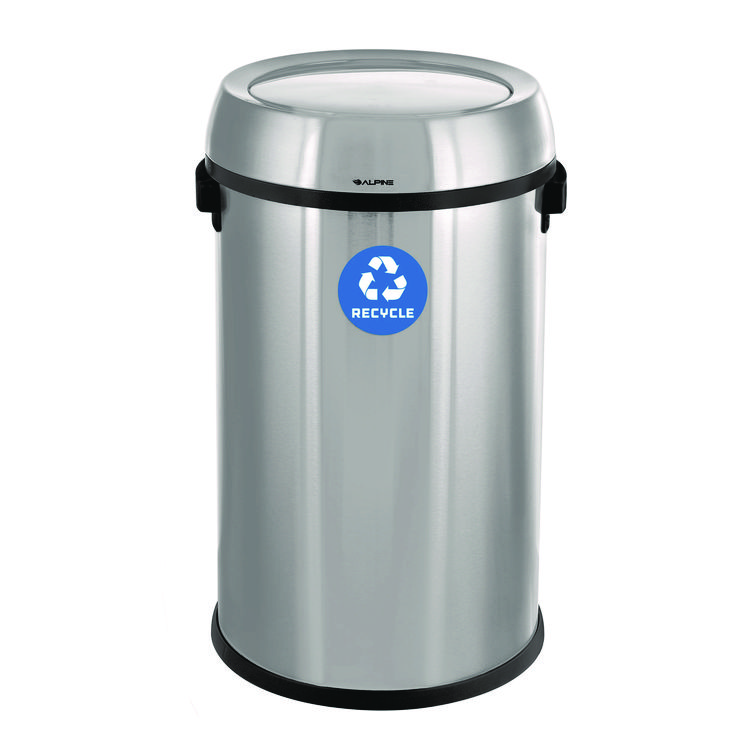 ALPINE INDUSTRIES 17 Gallon Stainless Steel Indoor Recycling Receptacle with Swivel Lid (ALHALP47065L1R)