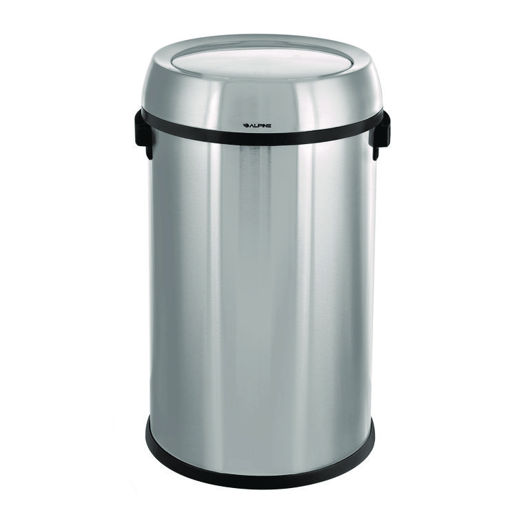 ALPINE INDUSTRIES 17 Gallon Stainless Steel Commercial Trash Can with Swing Lid (ALHALP47065L1)