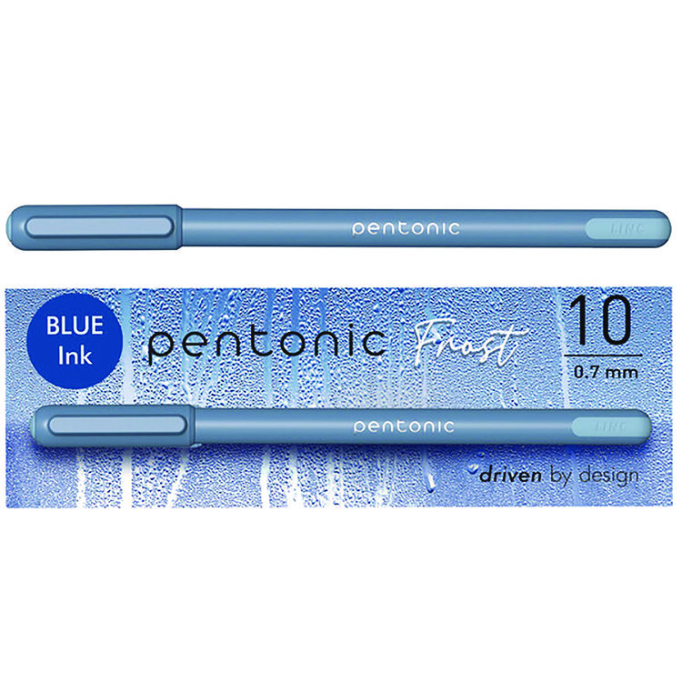 TOPS PENTONIC Gel Pen, Stick, Fine 0.7 mm, Blue Ink, Frosted Blue Barrel, 10/Pack (PNT13085)