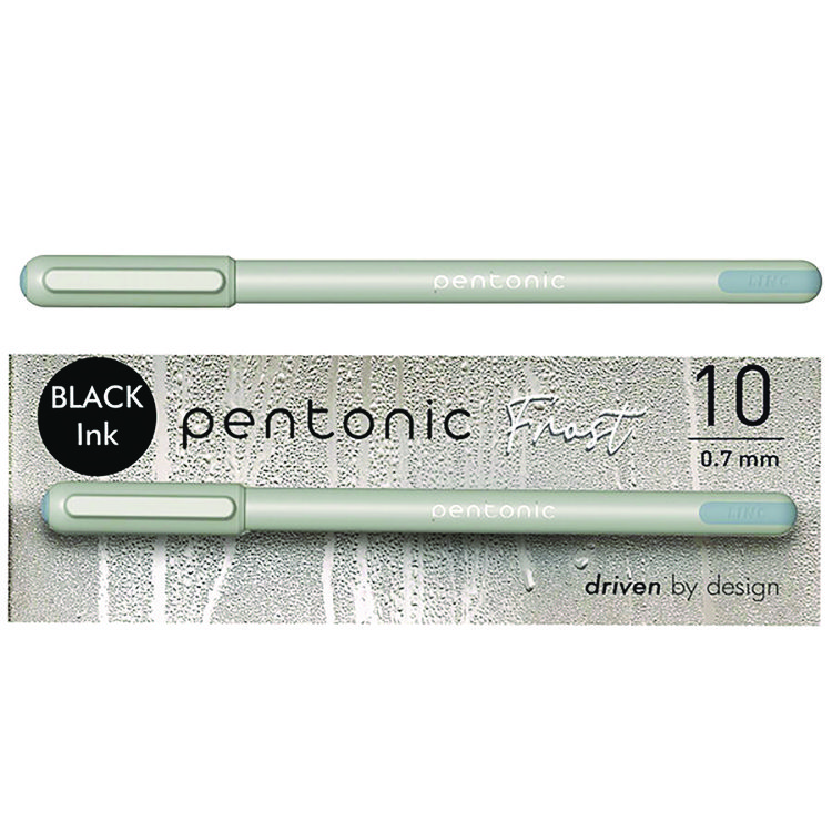 TOPS PENTONIC Gel Pen, Stick, Fine 0.7 mm, Black Ink, Pale Gray Barrel, 10/Pack (PNT13086)