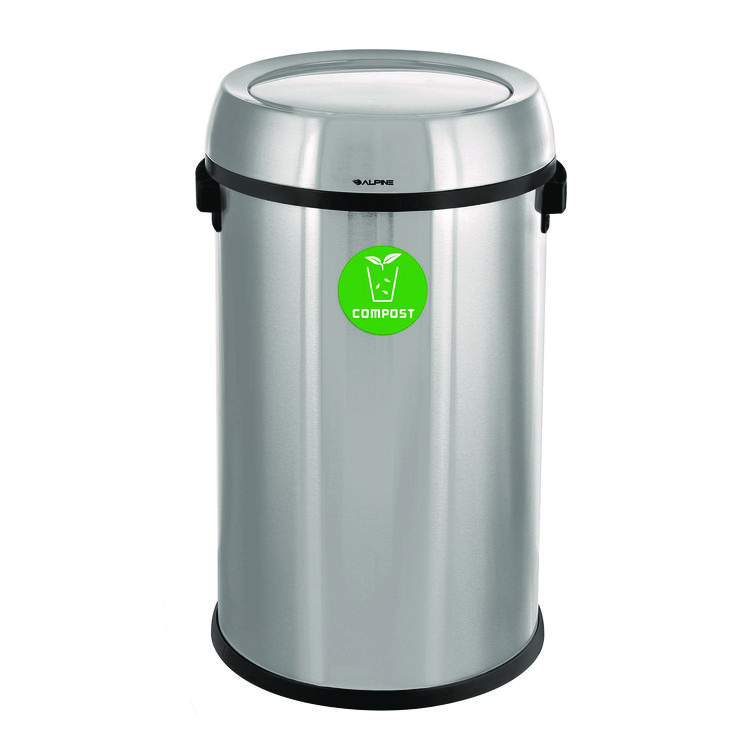 ALPINE INDUSTRIES 17 Gallon Stainless Steel Indoor Compost Receptacle with Swivel Lid (ALHALP47065L1CO)