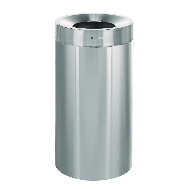 ALPINE INDUSTRIES 27 Gallon Stainless Steel Commercial Indoor Trash Can, Brushed Stainless Steel (ALHALP47527)