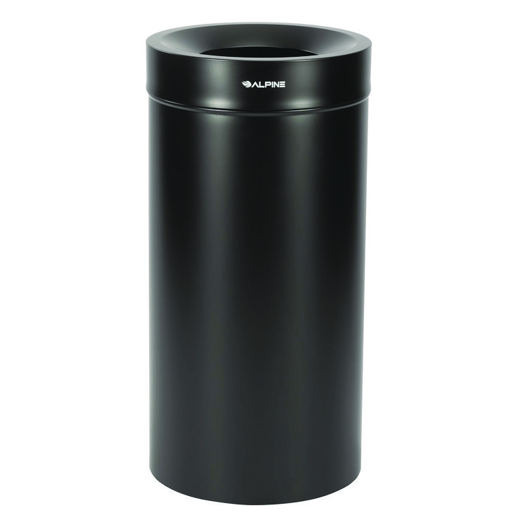 ALPINE INDUSTRIES 27 Gallon Stainless Steel Commercial Indoor Trash Can, Black (ALHALP47527BLK)