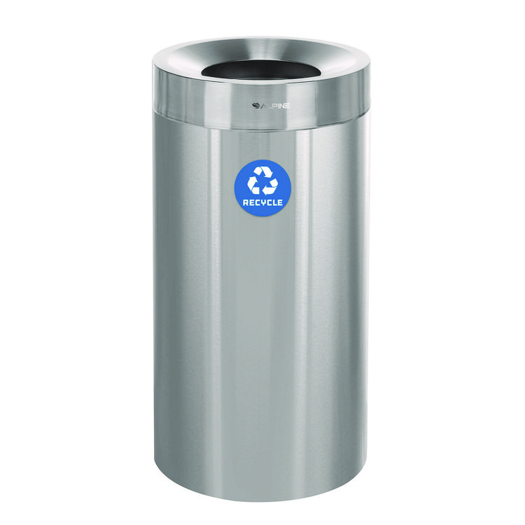ALPINE INDUSTRIES 27 Gallon Stainless Steel Recycling Can, Brushed Stainless Steel (ALHALP47527R)