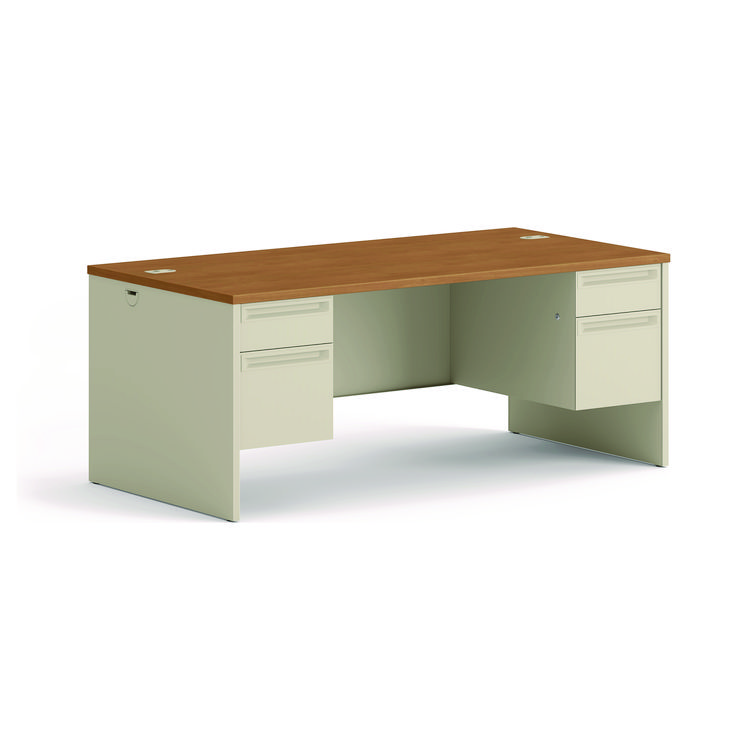 HON 38000 Series Double Pedestal Desk, 72" x 36" x 29.5", Harvest/Putty (HON38180CL)