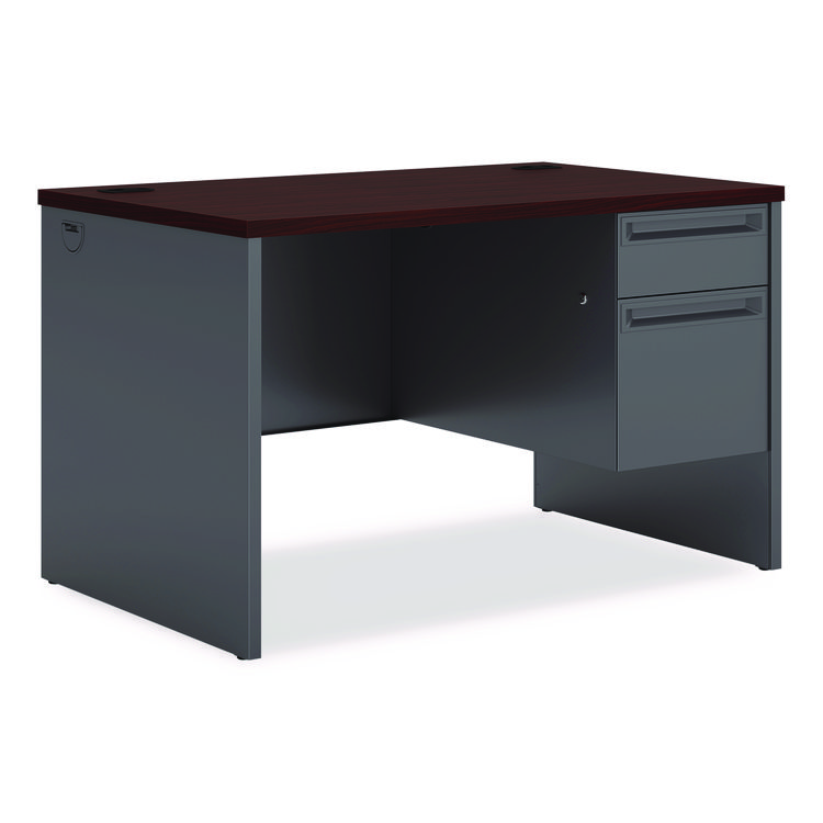 HON 38000 Series Right Pedestal Desk, 48" x 30" x 29.5", Mahogany/Charcoal (HON38251NS)