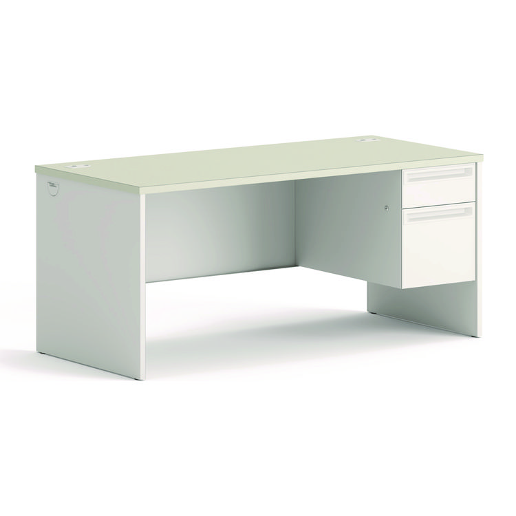HON 38000 Series Right Pedestal Desk, 66" x 30" x 30", Light Gray/Silver (HON38291RB9Q)