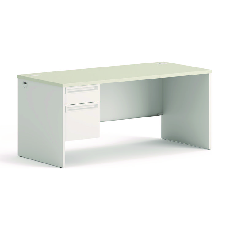 HON 38000 Series Left Pedestal Desk, 66" x 30" x 30", Light Gray/Silver (HON38292LB9Q)
