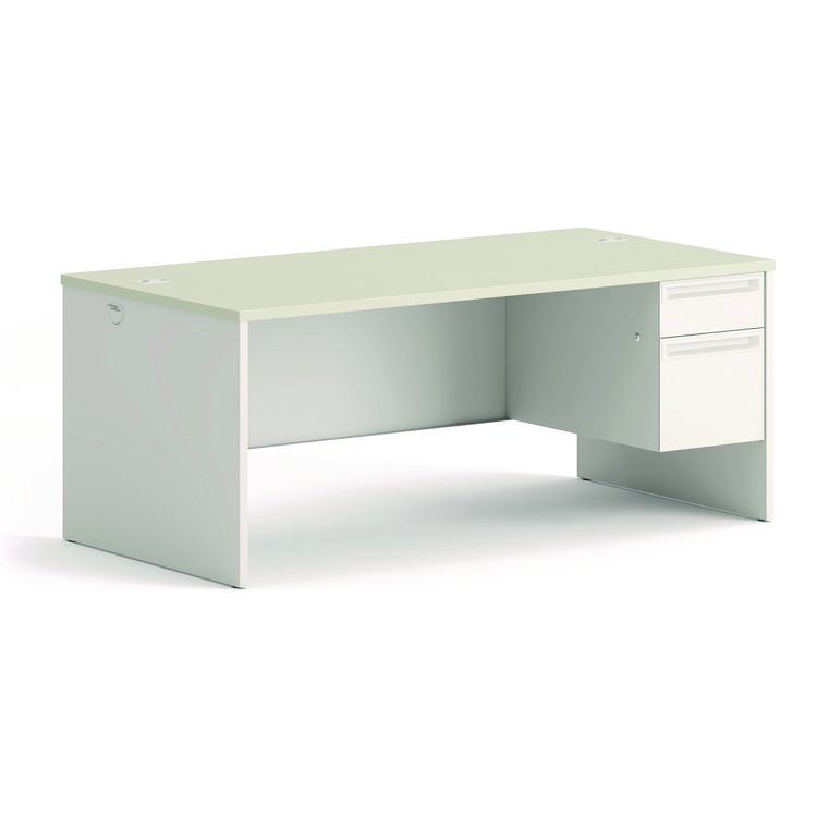 HON 38000 Series Right Pedestal Desk, 72" x 36" x 30", Light Gray/Silver (HON38293RB9Q)
