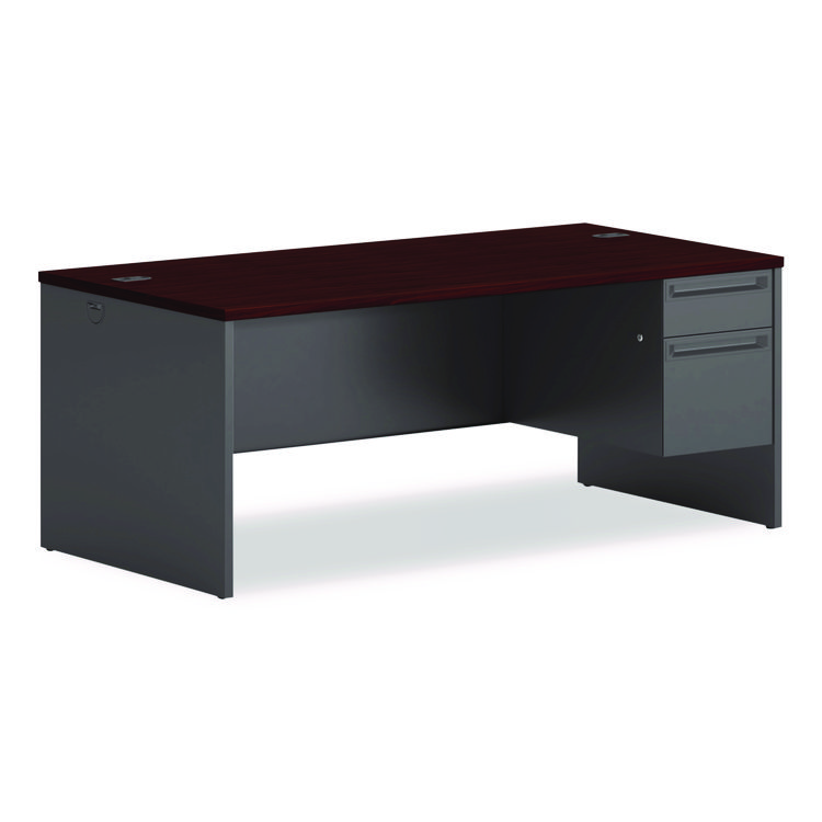 HON 38000 Series Right Pedestal Desk, 72" x 36" x 29.5", Mahogany/Charcoal (HON38293RNS)