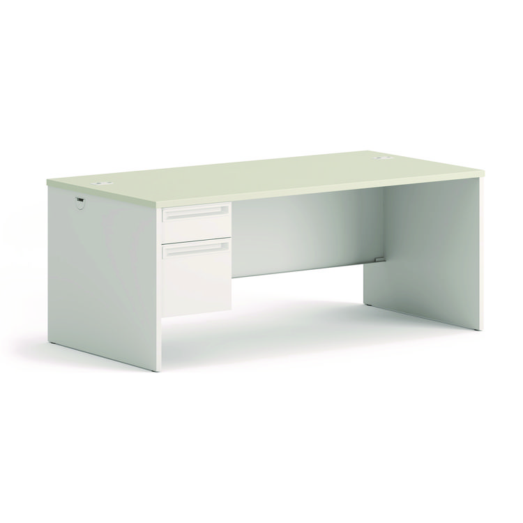 HON 38000 Series Left Pedestal Desk, 72" x 36" x 30", Light Gray/Silver (HON38294LB9Q)