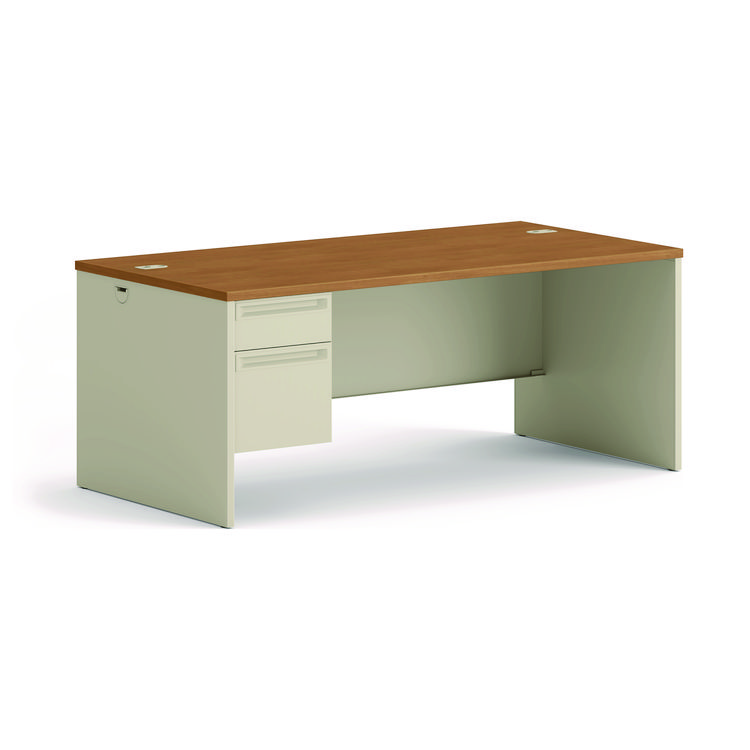 HON 38000 Series Left Pedestal Desk, 72" x 36" x 29.5", Harvest/Putty (HON38294LCL)