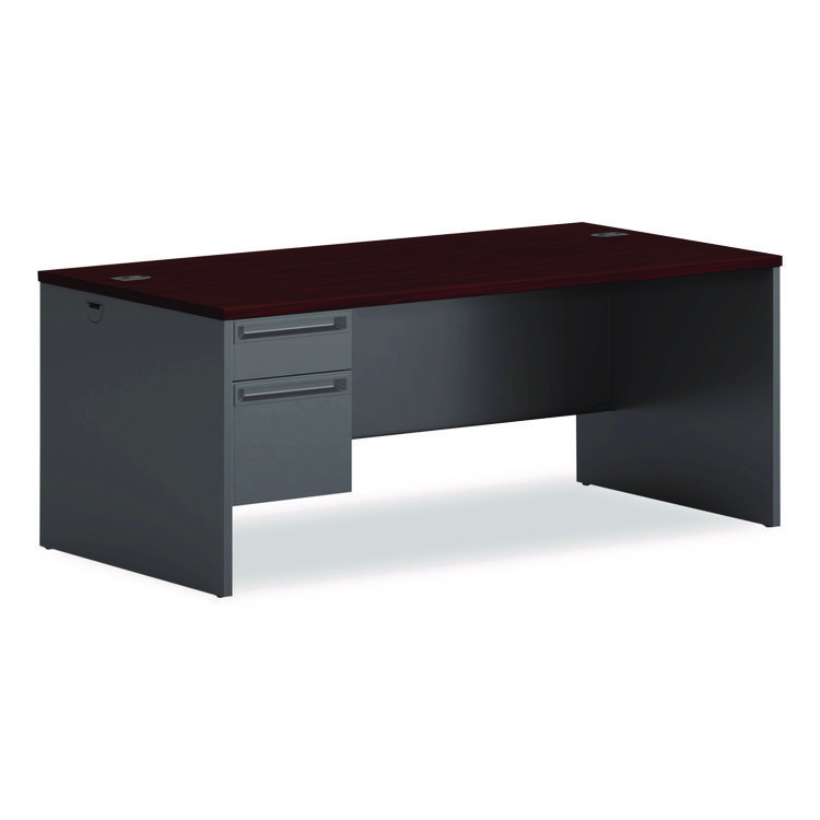 HON 38000 Series Left Pedestal Desk, 72" x 36" x 29.5", Mahogany/Charcoal (HON38294LNS)