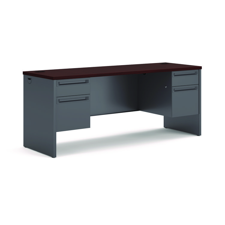 HON 38000 Series Kneespace Credenza, 72w x 24d x 29.5h, Mahogany/Charcoal (HON38854NS)