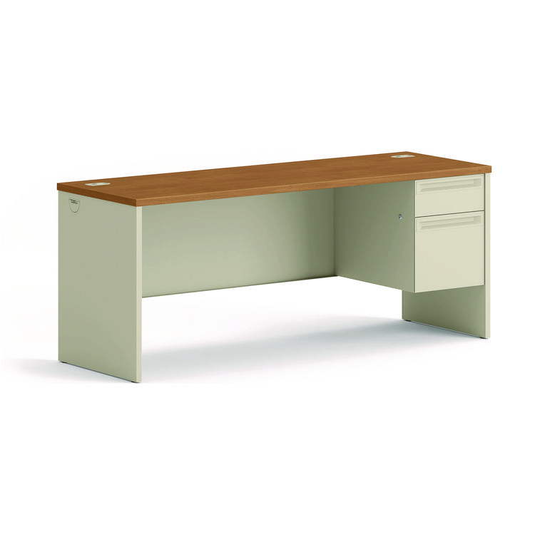 HON 38000 Series Right Pedestal Credenza, 72w x 24d x 29.5h, Harvest/Putty (HON38856RCL)