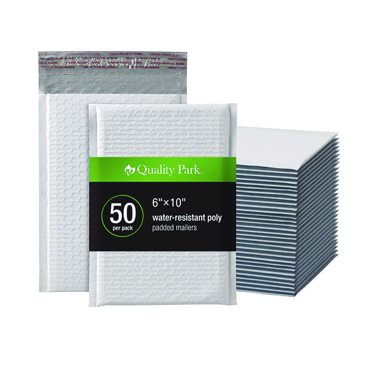 Quality Park Poly Bubble Mailers, #0, Barrier Bubble Cushion, Redi-Seal Adhesive Closure, 6 x 9, White, 25/Pack (QUA95007)