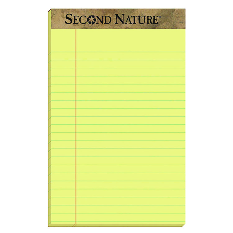 Second Nature Second Nature Recycled Ruled Pads, Narrow Rule, 50 Canary-Yellow 5 x 8 Sheets, Dozen (TOP74840)