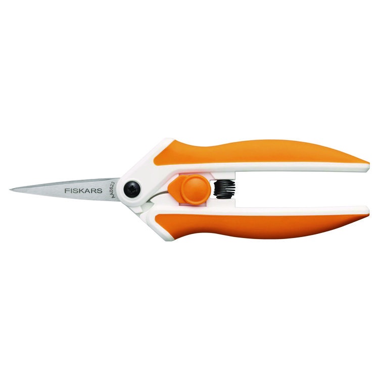 Fiskars Micro-Tip Easy Action Scissors, 6.1" Long, 1.75" Cut Length, Orange/White Handle (FSK1069767)