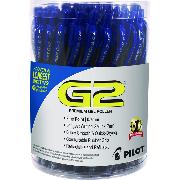 Pilot G2 Premium Gel Pen Convenience Pack, Retractable, Fine 0.7 mm, Blue Ink, Smoke/Blue Barrel, 36/Pack (PIL84066)