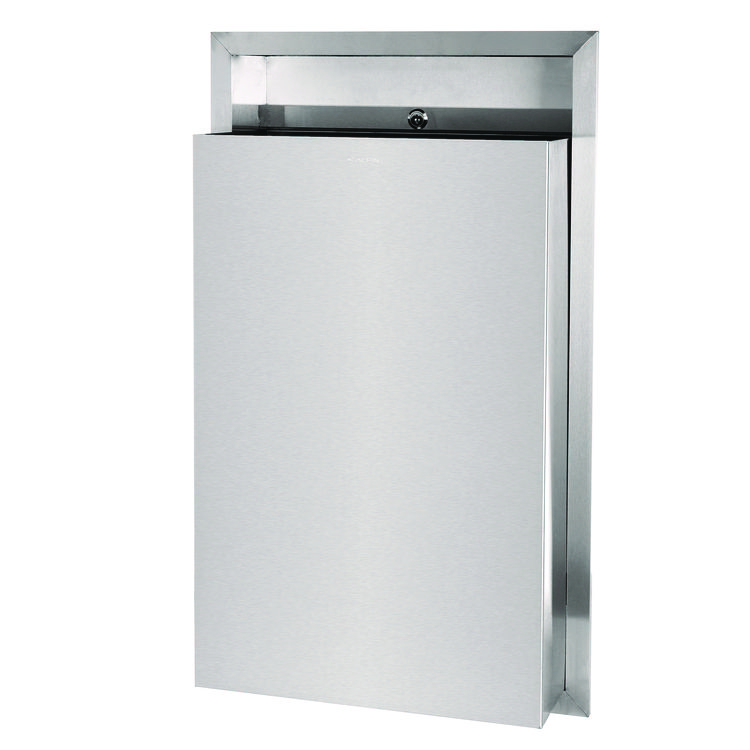 ALPINE INDUSTRIES Stainless Steel Recessed 12 Gal Leak-Proof Waste Receptacle, Brushed Stainless Steel (ALHALP493)