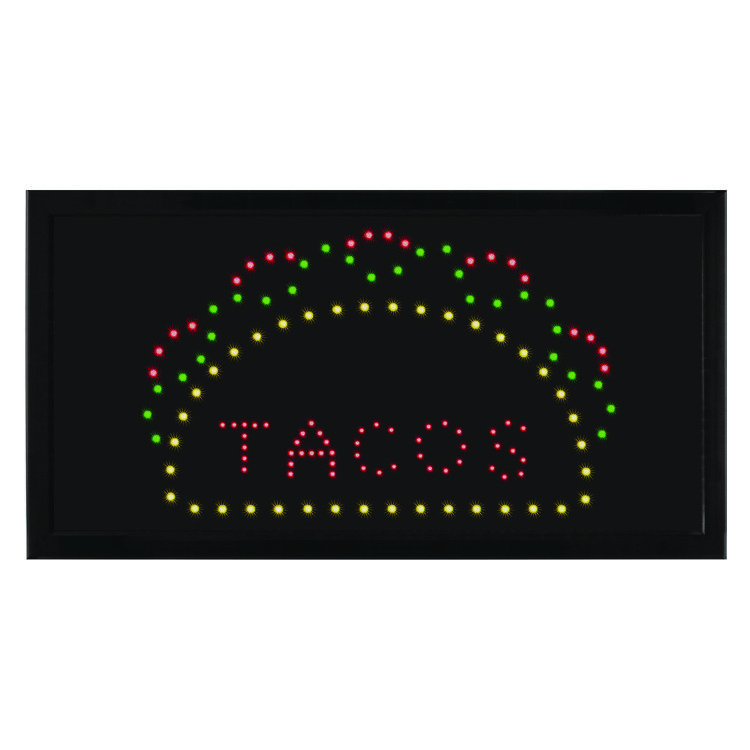 ALPINE INDUSTRIES LED Rectangular TACO Sign, 19 x 10, Black Frame, Green/Red/Yellow Graphics (ALHALP49711)