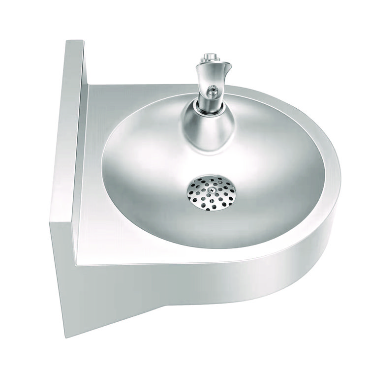 ALPINE INDUSTRIES Wall-Mounted Indoor/Outdoor Water Fountain, Single-Level, Non-Filtered, Non-Refrigerated, Silver (ALHALP70001)