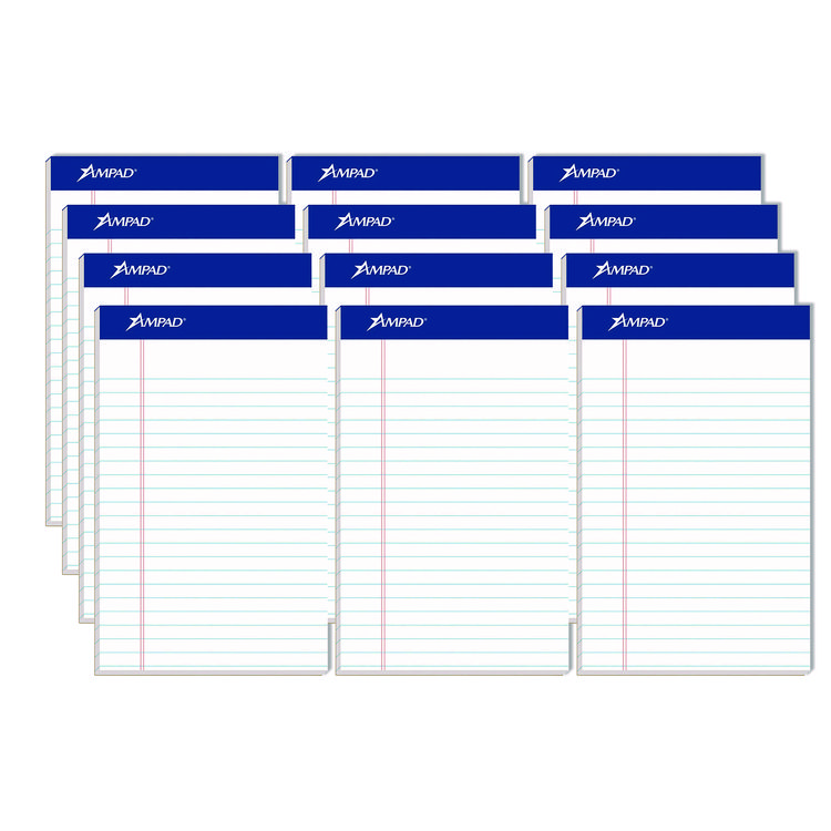 Ampad Perforated Writing Pads, Narrow Rule, 50 White 5 x 8 Sheets, Dozen (TOP20304)