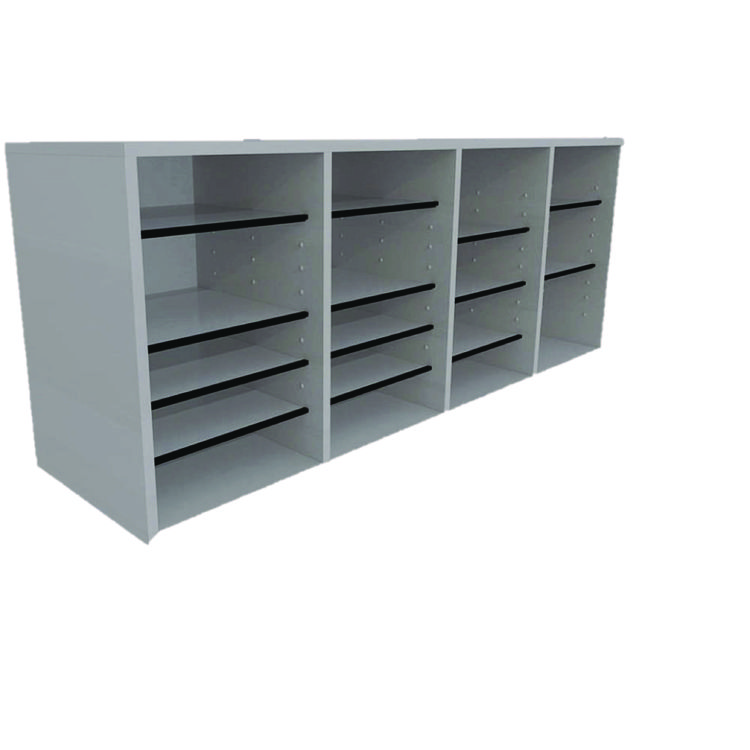 ADIROFFICE Wood Adjustable 24 Compartment Literature Organizer, 24 Sections, Letter Size, 39.3 x 11.8 x 16.3, White (ALHI50024WHI)