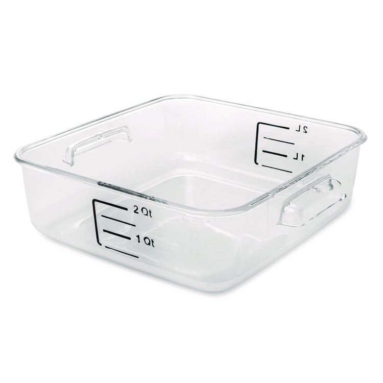 Rubbermaid Commercial SpaceSaver Square Containers, 2 qt, 8.8 x 8.75 x 2.7, Clear, Plastic (RCP6302CLE)