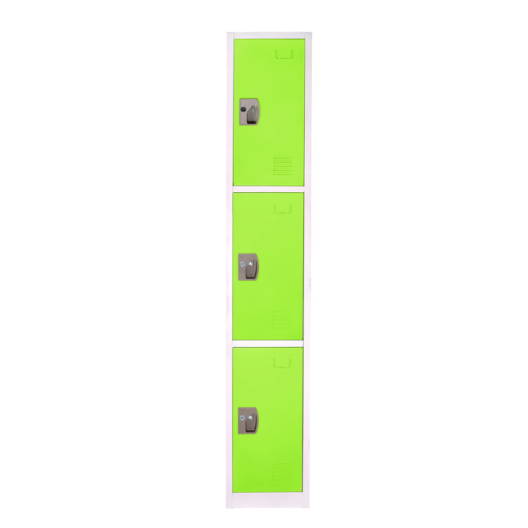 ADIROFFICE Steel Storage Locker, 3 Compartment, 12 x 12 x 72, Green (ALHI629203GRN)