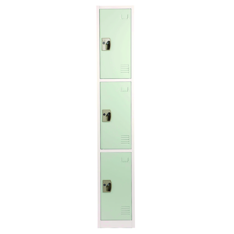 ADIROFFICE Steel Storage Locker, 3 Compartment, 12 x 12 x 72, Misty Green (ALHI629203MGRN)