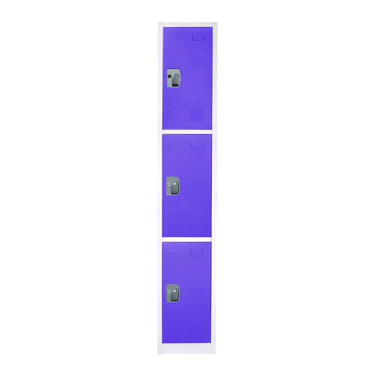 ADIROFFICE Steel Storage Locker, 3 Compartment, 12 x 12 x 72, Purple (ALHI629203PUR)