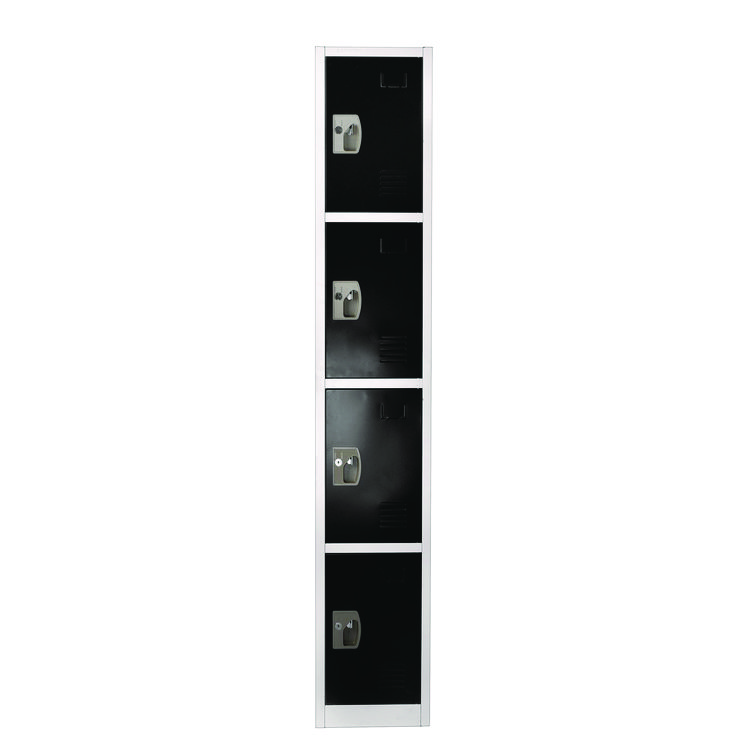 ADIROFFICE Steel Storage Locker, 4 Compartment, 12 x 12 x 72, Black (ALHI629204BLK)