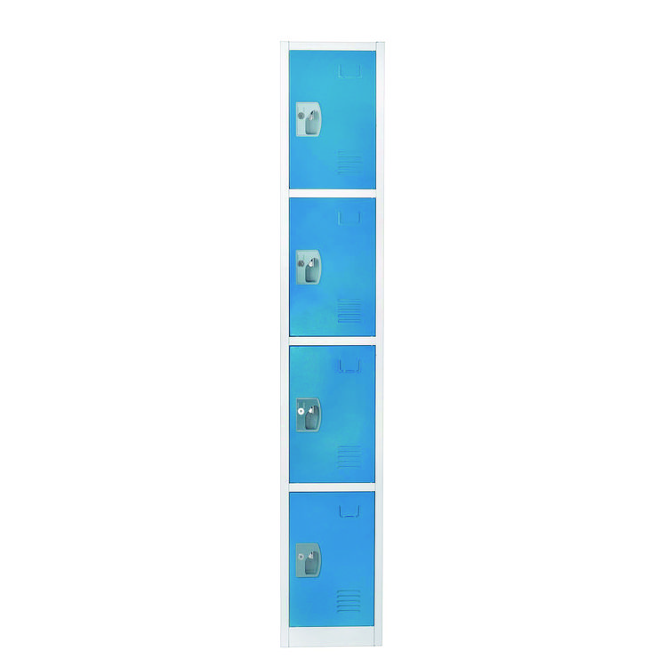 ADIROFFICE Steel Storage Locker, 4 Compartment, 12 x 12 x 72, Blue (ALHI629204BLU)