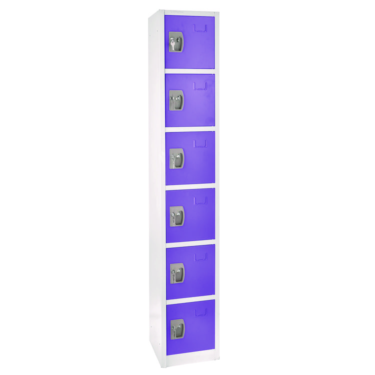 ADIROFFICE Steel Storage Locker, 6 Compartment, 12 x 12 x 72, Purple (ALHI629206PUR)