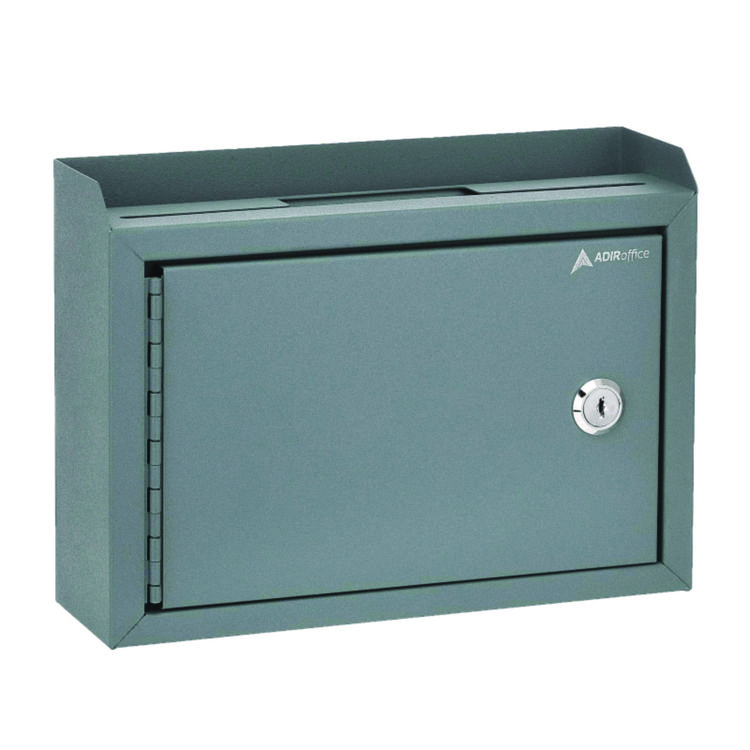 ADIROFFICE Medium Size Steel Multi-Purpose Secure Drop Box, 9.8 x 3.4 x 7.5, Gray (ALHI63102GRY)