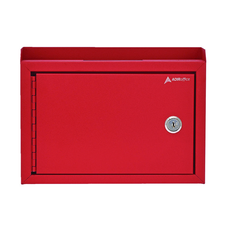ADIROFFICE Medium Size Steel Multi-Purpose Secure Drop Box, 9.8 x 3.4 x 7.5, Red (ALHI63102RED)