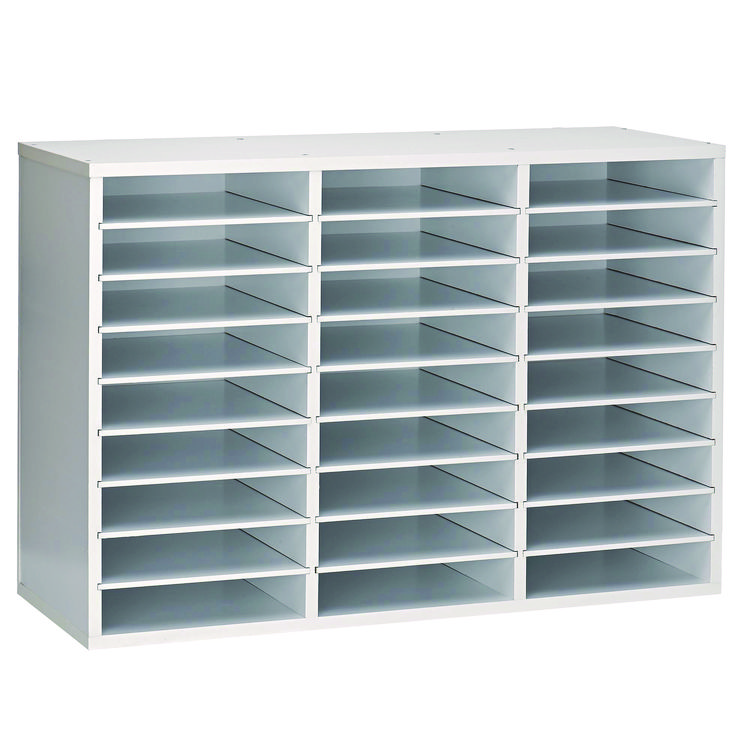 ADIROFFICE Wooden 27 Compartment Literature Organizer, 27 Sections, Letter Size, 31.49 x 11.81 x 21.65, White (ALHIOF20101WHI)