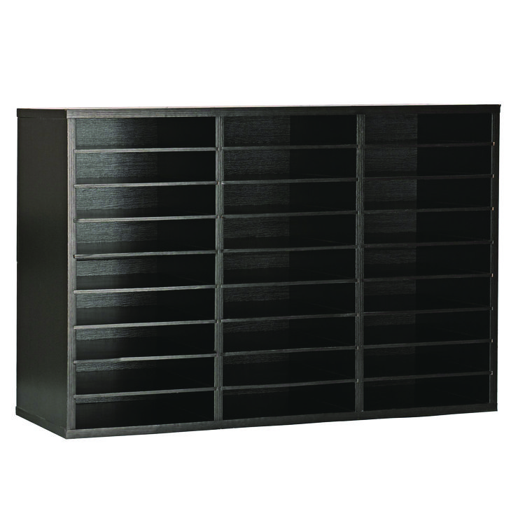 ADIROFFICE Wooden 27 Compartment Literature Organizer, 27 Sections, Letter Size, 31.49 x 11.81 x 21.65, Black (ALHIOF20101BLK)