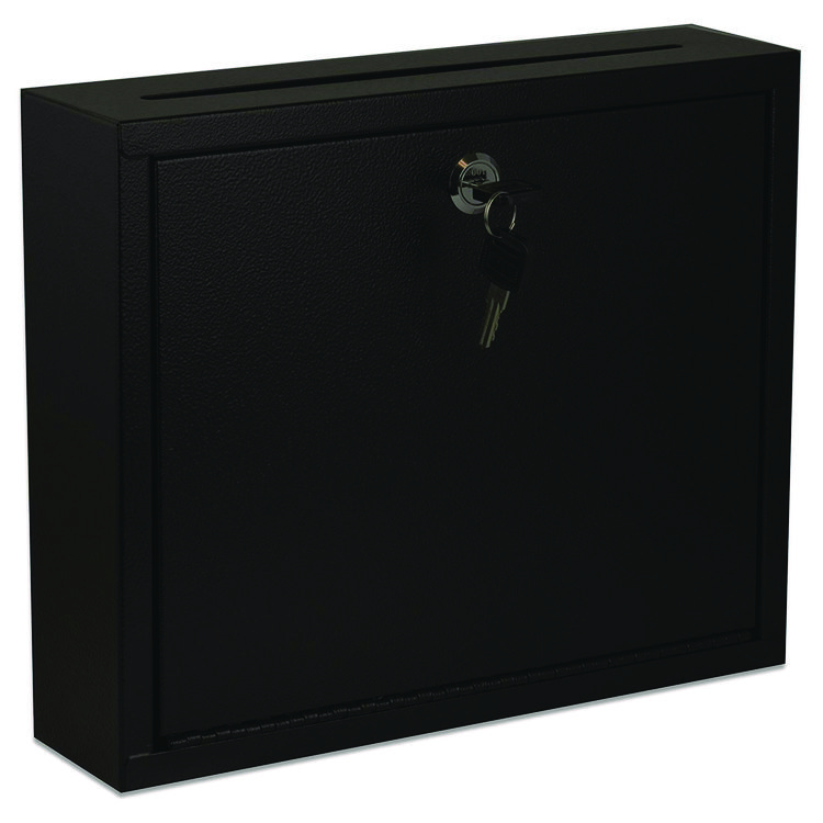 ADIROFFICE Large Size Steel Multi-Purpose Secure Drop Box, 12 x 3 x 10, Black (ALHI63103BLK)
