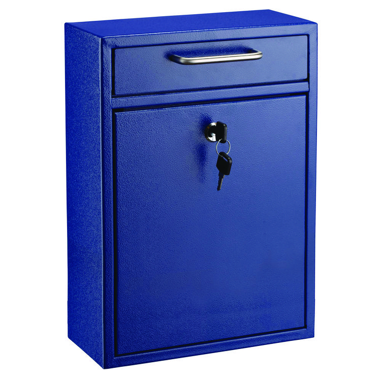 ADIROFFICE Large Ultimate Secure Drop Box Wall Mounted Mail Box, 11.2 x 4.7 x 16.2, Blue (ALHI63104BLU)