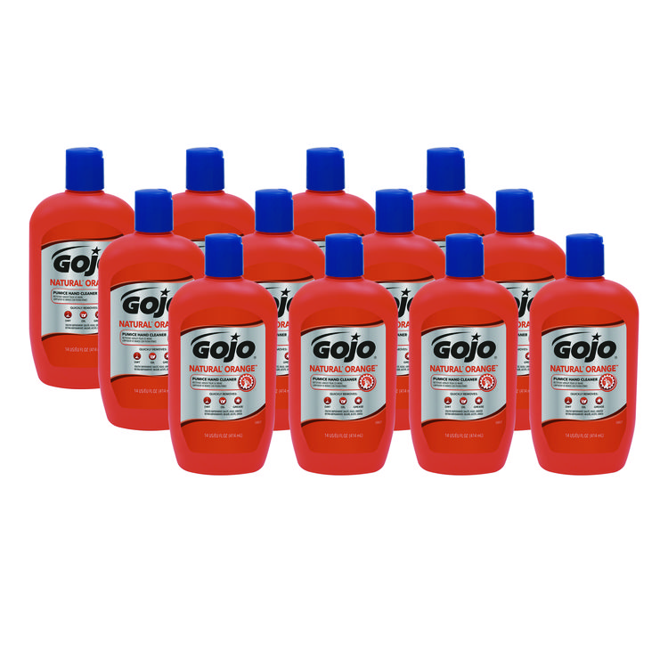 GOJO NATURAL ORANGE Pumice Hand Cleaner, Citrus Scent, 14 oz, 12/Carton (GOJ095712CT)