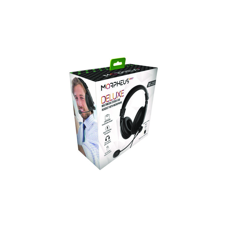 Morpheus 360 Deluxe Multimedia Stereo USB Headset with Adjustable Boom Microphone, Over the Head, Binaural (MHSHS3500SU)