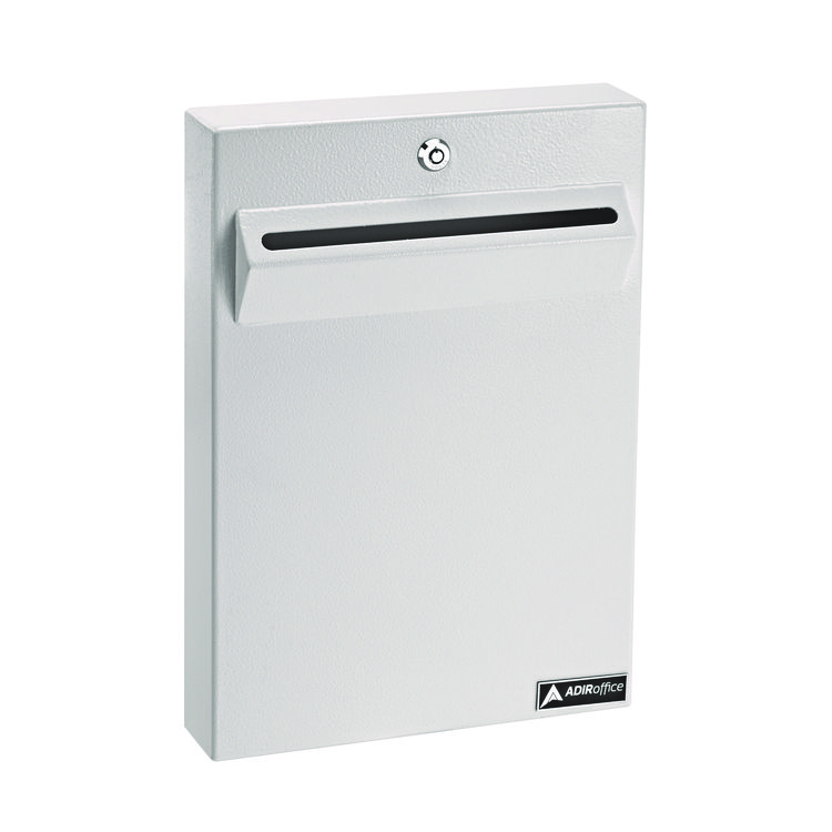 ADIROFFICE Large Wall Mounted Weatherproof Steel Secure Drop Box, 11 x 2.4 x 16, White (ALHI63114WHI)