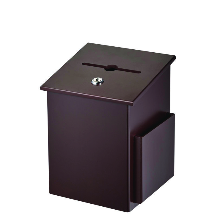 Square Squared Wood Locking Suggestion Box, 7.25 x 7.5 x 10, Medium Density Fiberboard, Mahogany (ALHI63201MA)