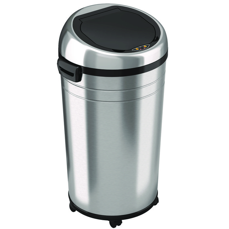 HLS COMMERCIAL Extra-Large Sensor Trash Can with Wheels, 23 gal, Plastic/Stainless Steel, Silver/Black (HLMHLS23RC)