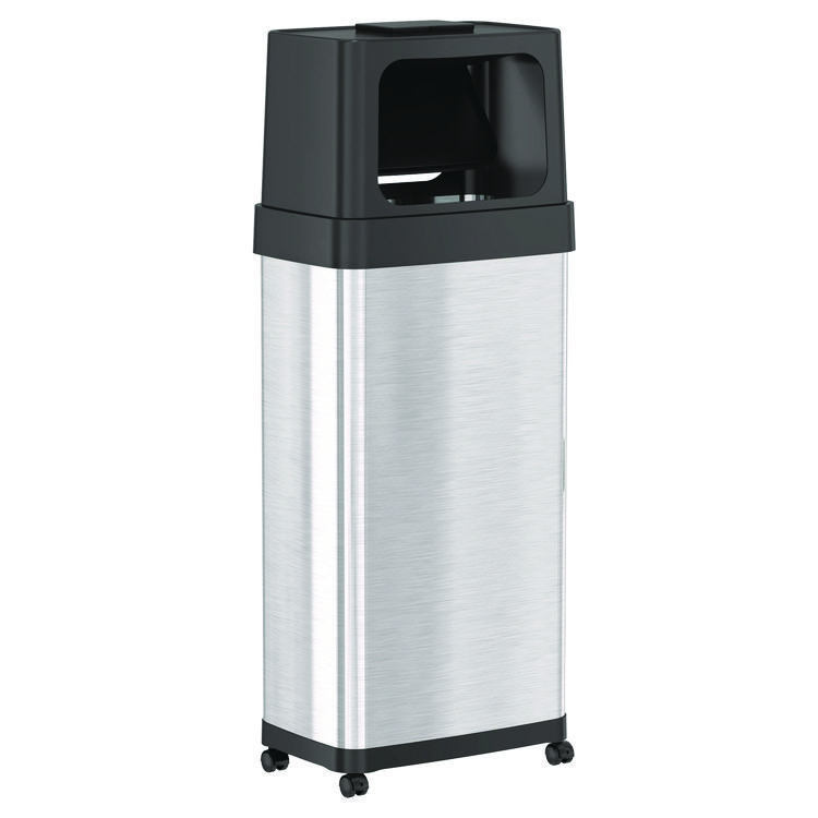 HLS COMMERCIAL Dual Push Door Trash Can, 24 gal, Stainless Steel, Silver/Black (HLMHLS24DPO)