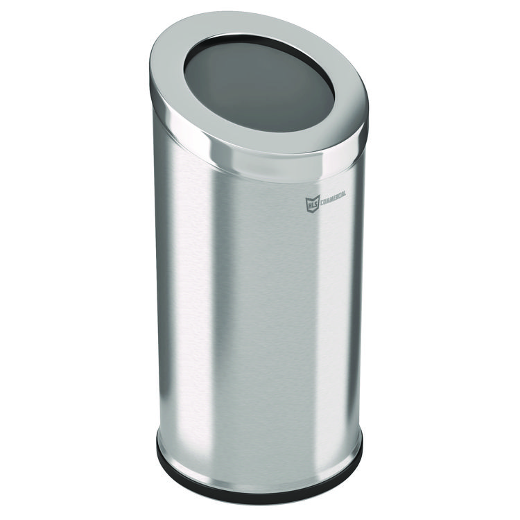 HLS COMMERCIAL Beveled Open Top Trash Can, 15 gal, Stainless Steel, Silver (HLMHLSC04G15A)